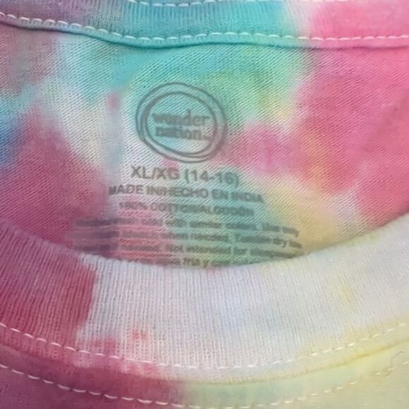 Wonder Nation girls short sleeve t-shirt tie-dyed size 14-16 extra large cotton - Picture 2 of 5